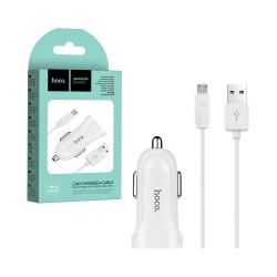 Hoco Car Charger Z2 Cigarette Lighter 1.5A with Micro Cable 1m White Hoco Car Charger Z2 Cigarette Lighter 1.5A with Micro Cable 1m White